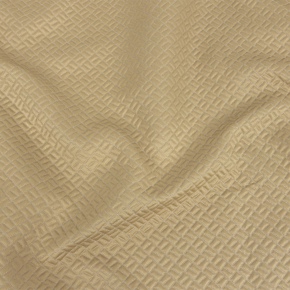 Polyester Jacquard – Gold Geometric Boxes – British Imported Polyester Jacquard – Gold Geometric Boxes – British Imported