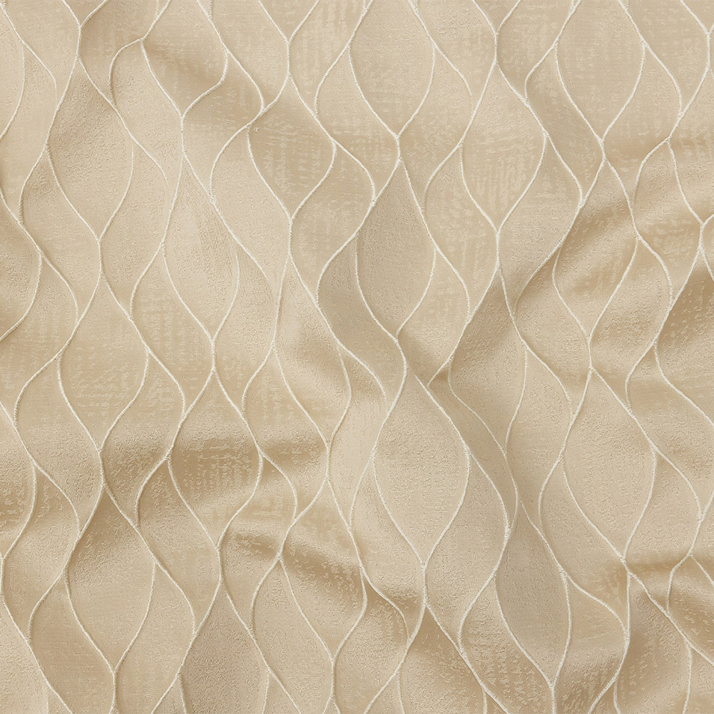 Polyester Jacquard – Champagne Leafy Lines – British Imported Polyester Jacquard – Champagne Leafy Lines – British Imported