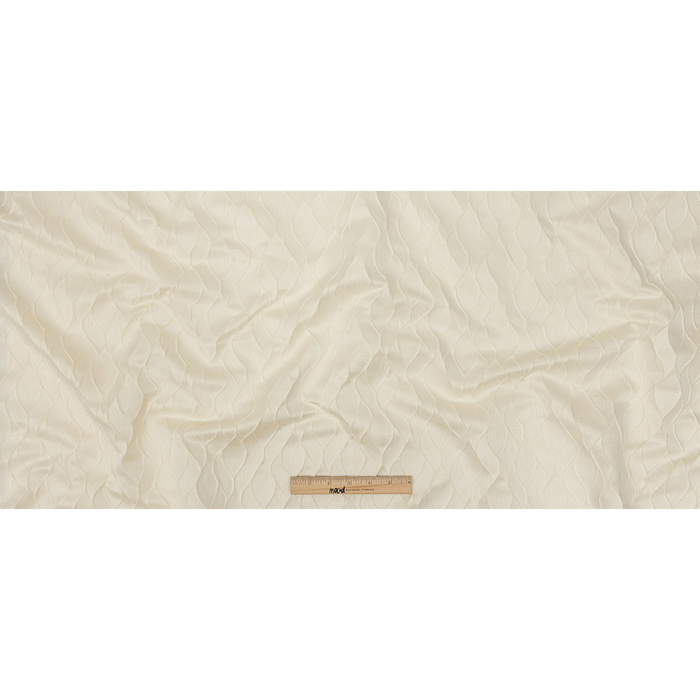 Polyester Jacquard – Ivory Leafy Lines – British Imported Polyester Jacquard – Ivory Leafy Lines – British Imported