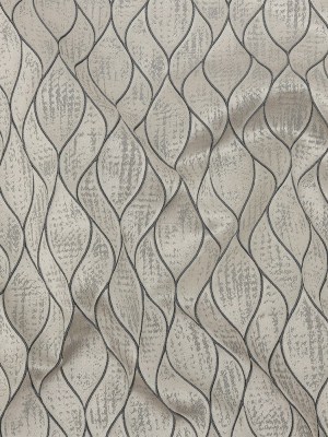 Polyester Jacquard – Pewter Leafy Lines – British Imported Polyester Jacquard – Pewter Leafy Lines – British Imported