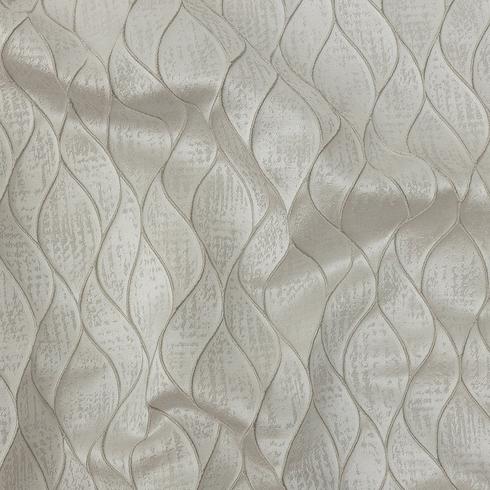 Polyester Jacquard – Platinum Leafy Lines – British Imported Polyester Jacquard – Platinum Leafy Lines – British Imported