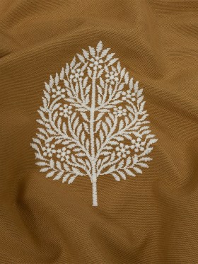 Embroidered Drapery Woven – Ochre Foliage – British Imported Embroidered Drapery Woven – Ochre Foliage – British Imported