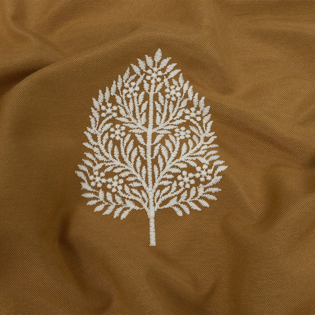 Embroidered Drapery Woven – Ochre Foliage – British Imported Embroidered Drapery Woven – Ochre Foliage – British Imported