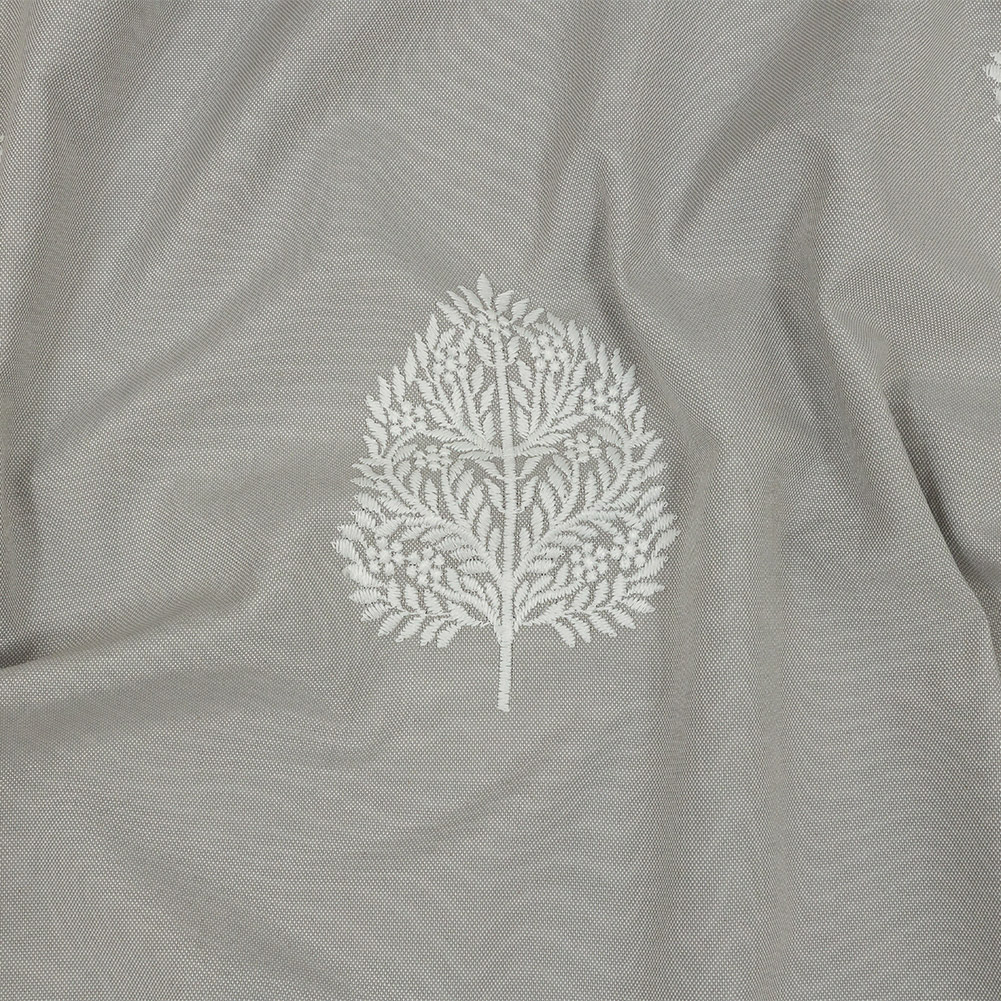Embroidered Drapery Woven – Silver Foliage – British Imported Embroidered Drapery Woven – Silver Foliage – British Imported