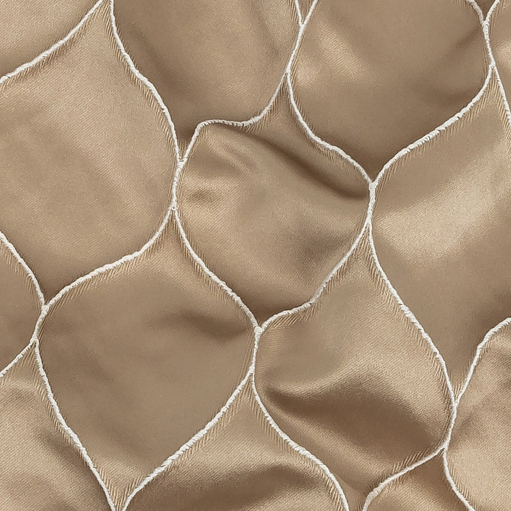 Satin-Faced Drapery Jacquard – Champagne Ogees – British Imported Satin-Faced Drapery Jacquard – Champagne Ogees – British Imported