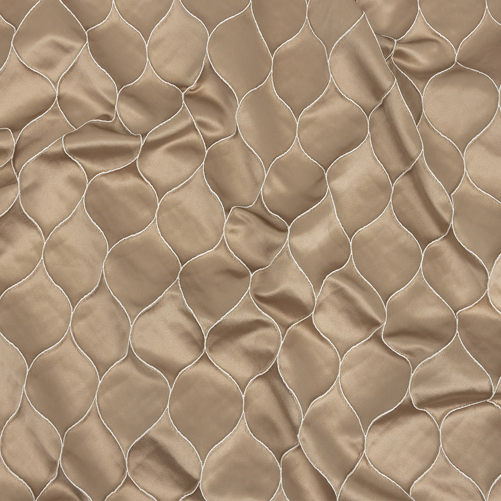 Satin-Faced Drapery Jacquard – Champagne Ogees – British Imported Satin-Faced Drapery Jacquard – Champagne Ogees – British Imported