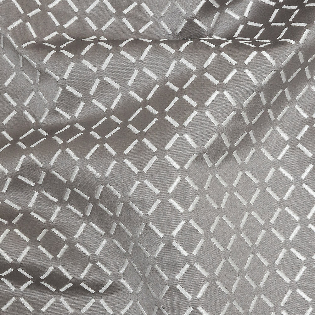 Satin-Faced Jacquard – Graphite Broken Diamonds – British Imported Satin-Faced Jacquard – Graphite Broken Diamonds – British Imported
