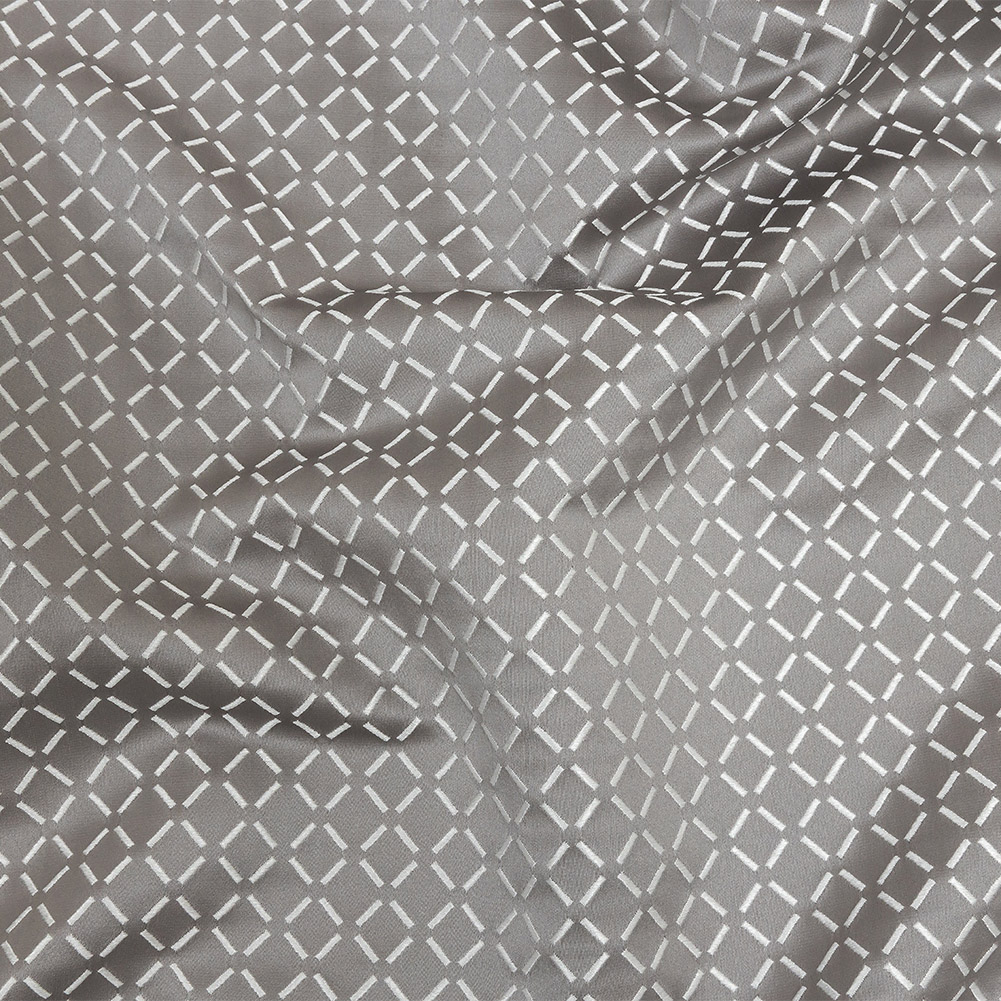 Satin-Faced Jacquard – Graphite Broken Diamonds – British Imported Satin-Faced Jacquard – Graphite Broken Diamonds – British Imported