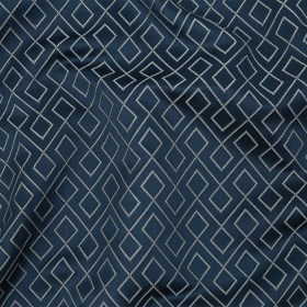 Satin-Faced Jacquard – Indigo Diamond Fret – British Imported Satin-Faced Jacquard – Indigo Diamond Fret – British Imported