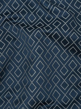 Satin-Faced Jacquard – Indigo Diamond Fret – British Imported Satin-Faced Jacquard – Indigo Diamond Fret – British Imported
