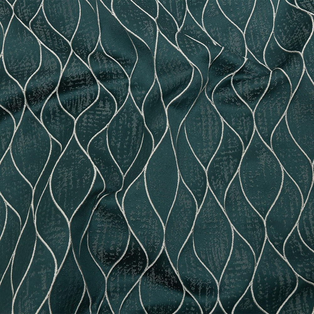 Polyester Jacquard – Emerald Leafy Lines – British Imported Polyester Jacquard – Emerald Leafy Lines – British Imported