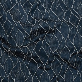 Polyester Jacquard – Indigo Leafy Lines – British Imported Polyester Jacquard – Indigo Leafy Lines – British Imported