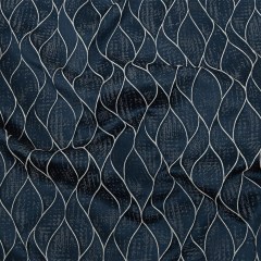 Polyester Jacquard – Indigo Leafy Lines – British Imported Polyester Jacquard – Indigo Leafy Lines – British Imported