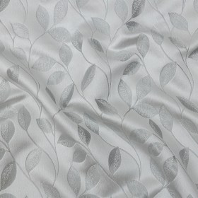 Satin-Faced Jacquard – Platinum Foliage – British Imported Satin-Faced Jacquard – Platinum Foliage – British Imported
