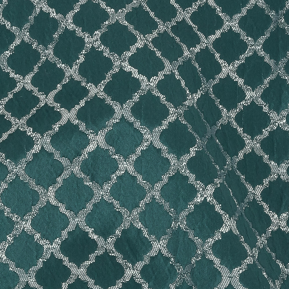 Drapery Jacquard – Emerald Moroccan Quatrefoil – British Imported Drapery Jacquard – Emerald Moroccan Quatrefoil – British Imported