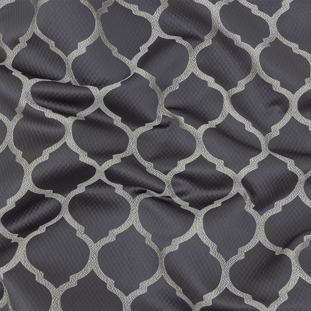 Satin-Faced Jacquard – Iris Moroccan Quatrefoil – British Imported Satin-Faced Jacquard – Iris Moroccan Quatrefoil – British Imported