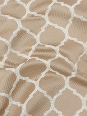 Satin-Faced Jacquard – Nougat Moroccan Quatrefoil – British Imported Satin-Faced Jacquard – Nougat Moroccan Quatrefoil – British Imported