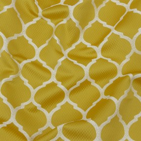 Satin-Faced Jacquard – Sunflower Moroccan Quatrefoil – British Imported Satin-Faced Jacquard – Sunflower Moroccan Quatrefoil – British Imported