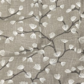 Cotton Canvas Print – Silver Japanese Blooms – British Imported Cotton Canvas Print – Silver Japanese Blooms – British Imported