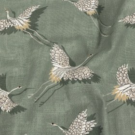 Cotton Canvas Print – Olive Cranes – British Imported Cotton Canvas Print – Olive Cranes – British Imported