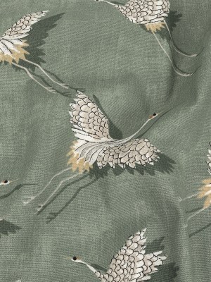 Cotton Canvas Print – Olive Cranes – British Imported Cotton Canvas Print – Olive Cranes – British Imported