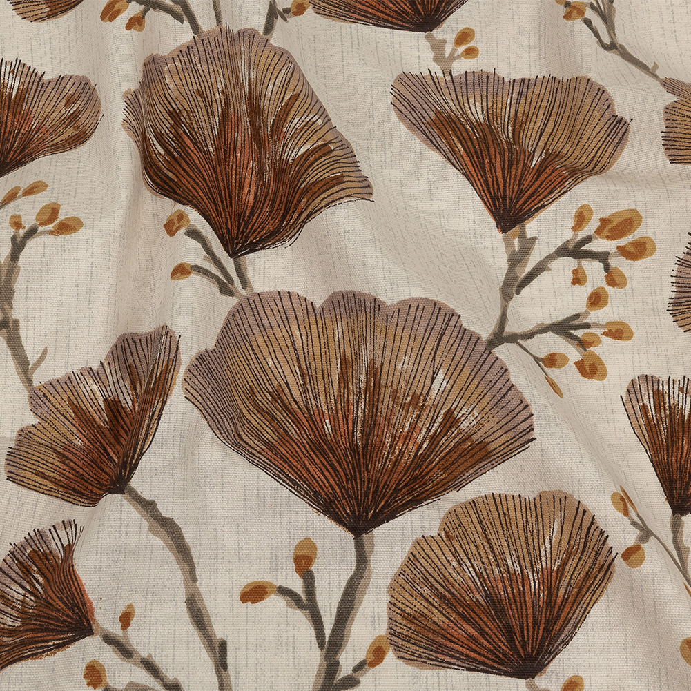 Cotton Canvas Print – Terracotta Fanning Florets – British Imported Cotton Canvas Print – Terracotta Fanning Florets – British Imported