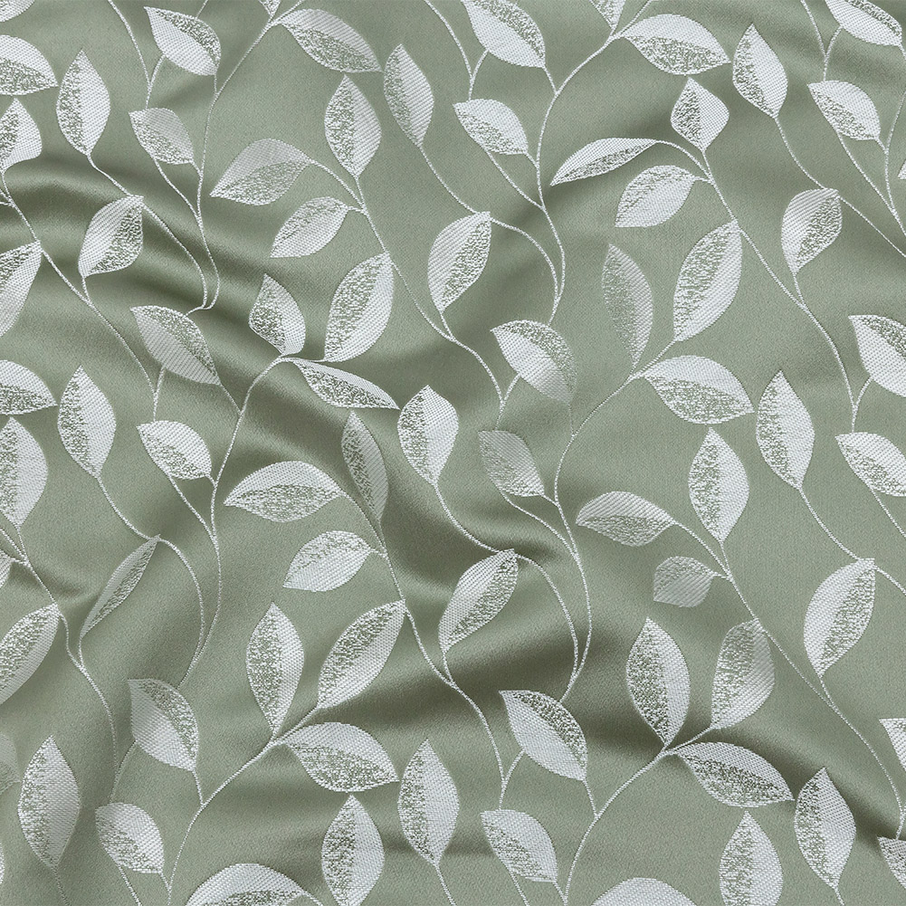 Satin-Faced Jacquard – Sage Foliage – British Imported Satin-Faced Jacquard – Sage Foliage – British Imported