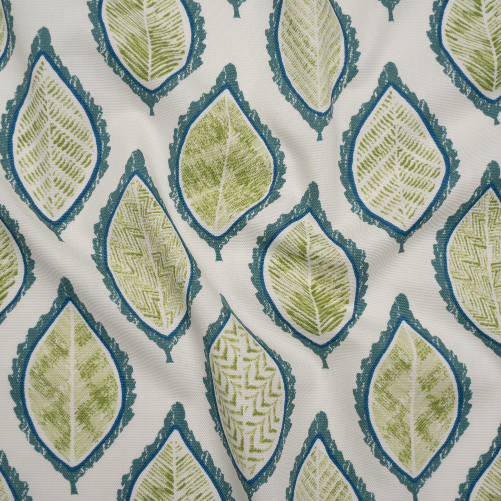 Cotton Canvas Print – Lagoon Textured Leaves – British Imported Cotton Canvas Print – Lagoon Textured Leaves – British Imported