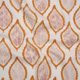 Cotton Canvas Print – Tangerine Textured Leaves – British Imported Cotton Canvas Print – Tangerine Textured Leaves – British Imported