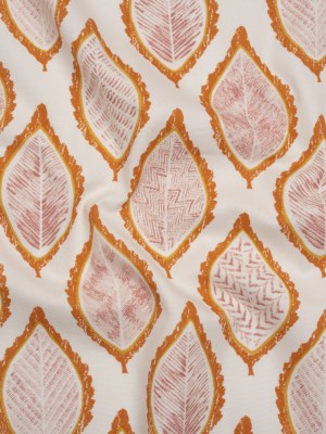Cotton Canvas Print – Tangerine Textured Leaves – British Imported Cotton Canvas Print – Tangerine Textured Leaves – British Imported
