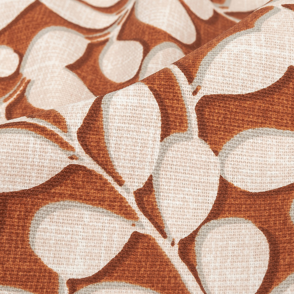 Cotton Canvas Print – Terracotta Leaf Shapes – British Imported Cotton Canvas Print – Terracotta Leaf Shapes – British Imported