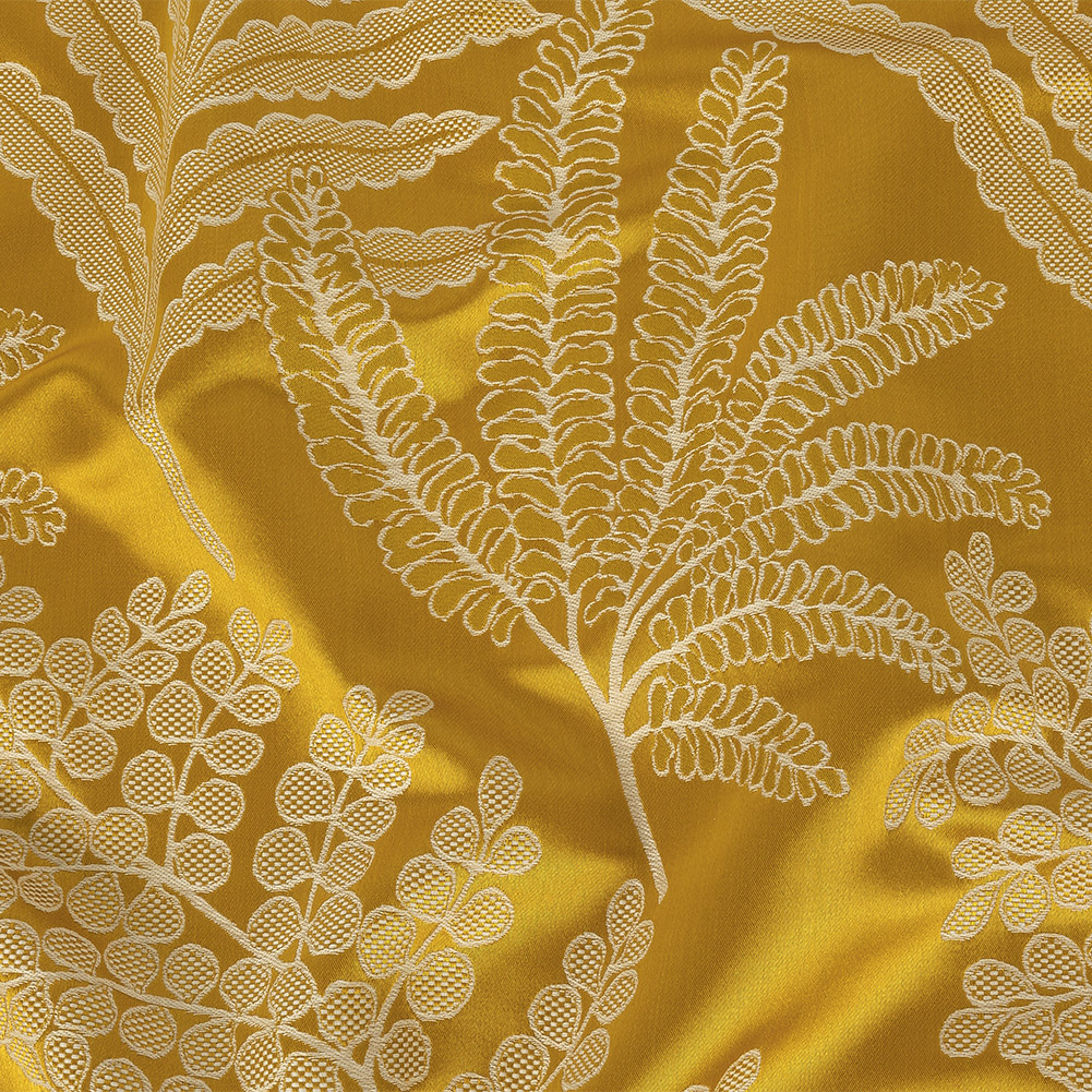 Satin-Faced Jacquard – Mimosa Fern Leaves – British Imported Satin-Faced Jacquard – Mimosa Fern Leaves – British Imported