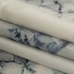 Polyester Knit Microvelvet – Sky Floral – British Imported Polyester Knit Microvelvet – Sky Floral – British Imported