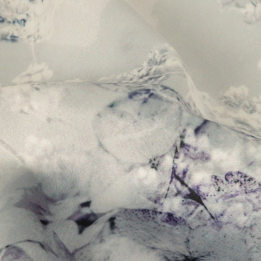 Polyester Knit Microvelvet – Sky Floral – British Imported Polyester Knit Microvelvet – Sky Floral – British Imported