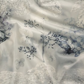 Polyester Knit Microvelvet – Sky Floral – British Imported Polyester Knit Microvelvet – Sky Floral – British Imported
