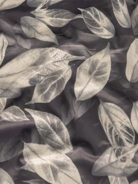 Polyester Knit Microvelvet Print – Slate Floating Leaves – British Imported Polyester Knit Microvelvet Print – Slate Floating Leaves – British Imported
