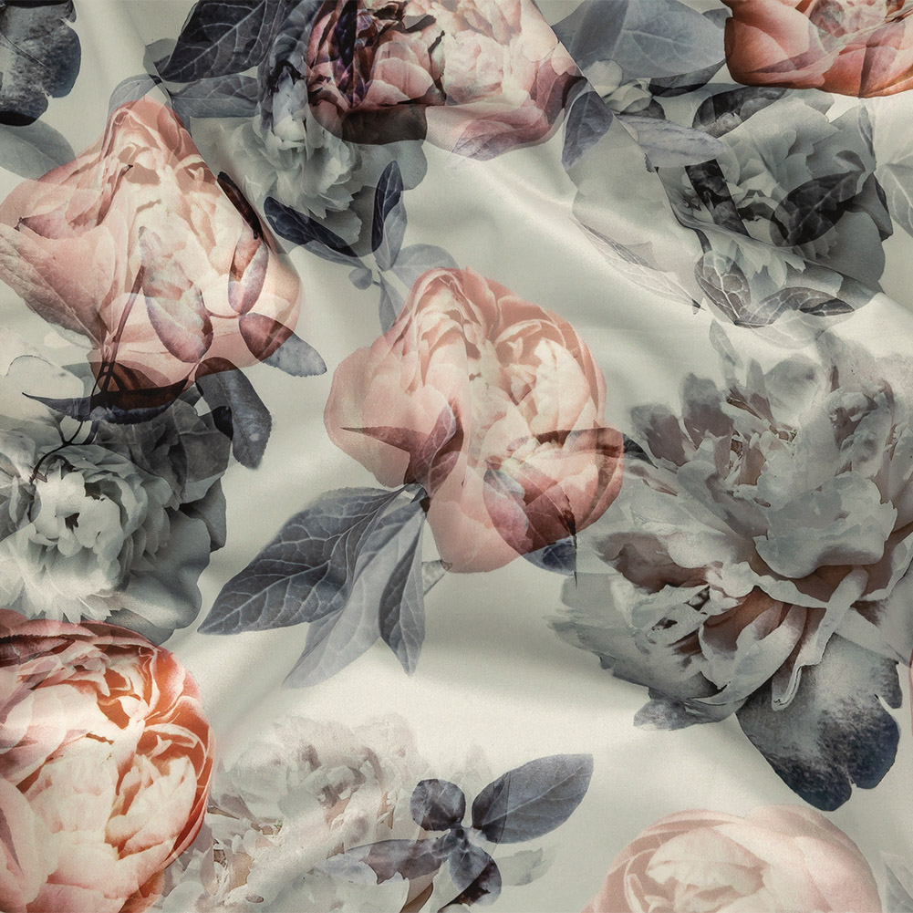Polyester Knit Microvelvet Print – Peony Floral – British Imported Polyester Knit Microvelvet Print – Peony Floral – British Imported