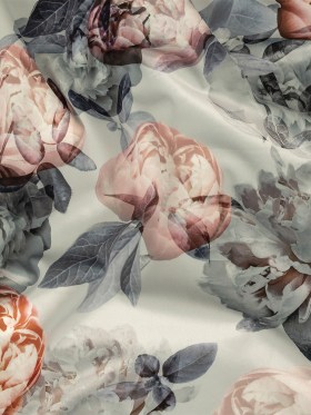 Polyester Knit Microvelvet Print – Peony Floral – British Imported Polyester Knit Microvelvet Print – Peony Floral – British Imported