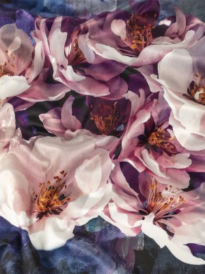 Polyester Knit Microvelvet Print – Amethyst Floral – British Imported Polyester Knit Microvelvet Print – Amethyst Floral – British Imported