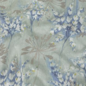 Printed and Embroidered Drapery Canvas – Seafoam Floral – British Imported Printed and Embroidered Drapery Canvas – Seafoam Floral – British Imported