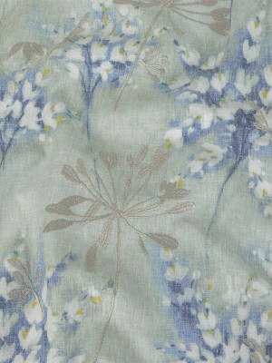 Printed and Embroidered Drapery Canvas – Seafoam Floral – British Imported Printed and Embroidered Drapery Canvas – Seafoam Floral – British Imported