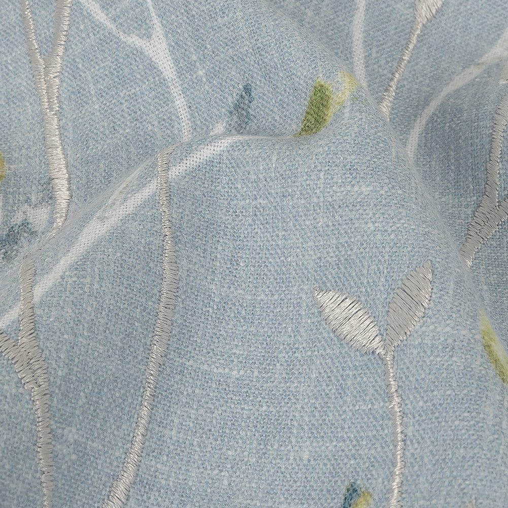 Printed and Embroidered Drapery Woven – Bluebell Branches – British Imported Printed and Embroidered Drapery Woven – Bluebell Branches – British Imported
