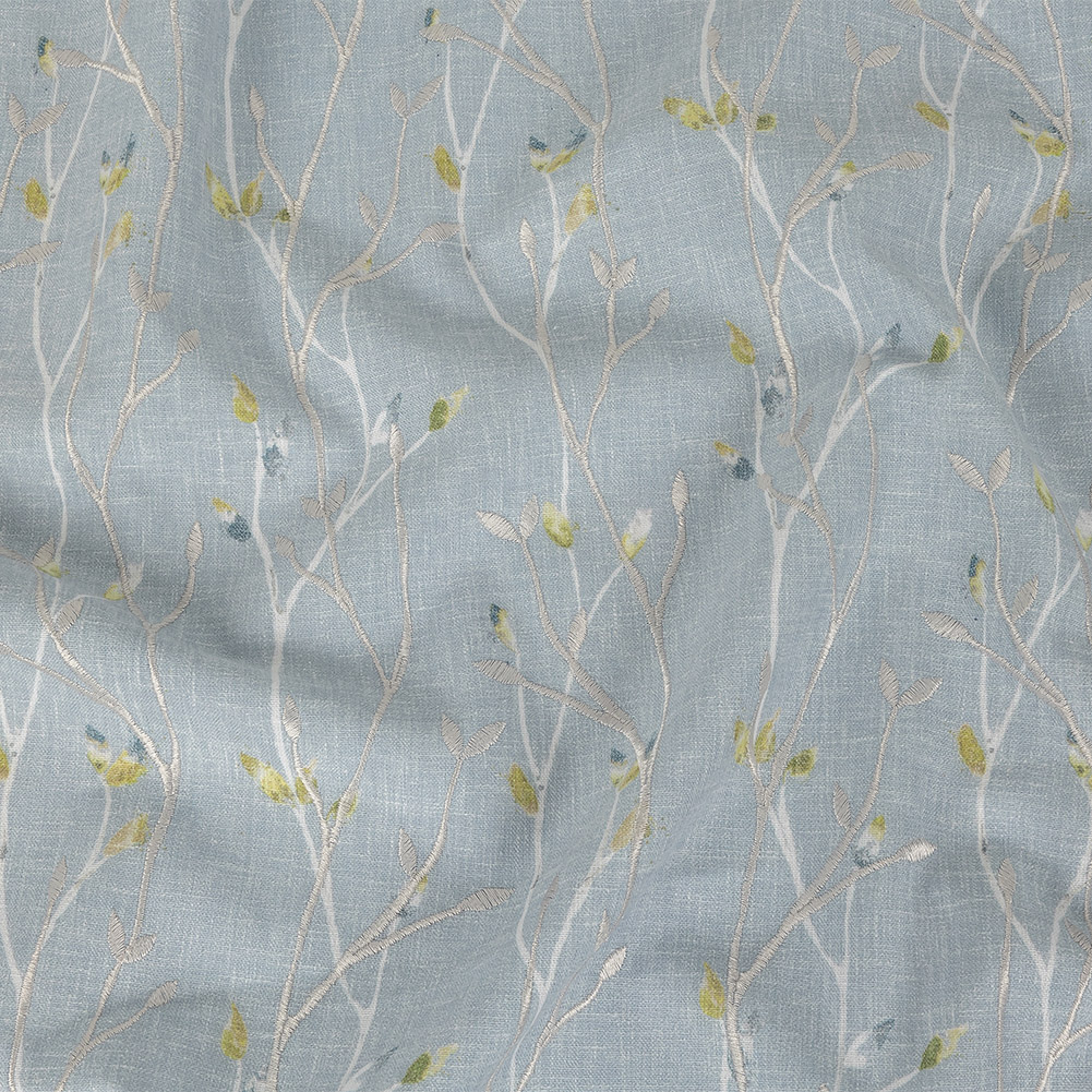 Printed and Embroidered Drapery Woven – Bluebell Branches – British Imported Printed and Embroidered Drapery Woven – Bluebell Branches – British Imported