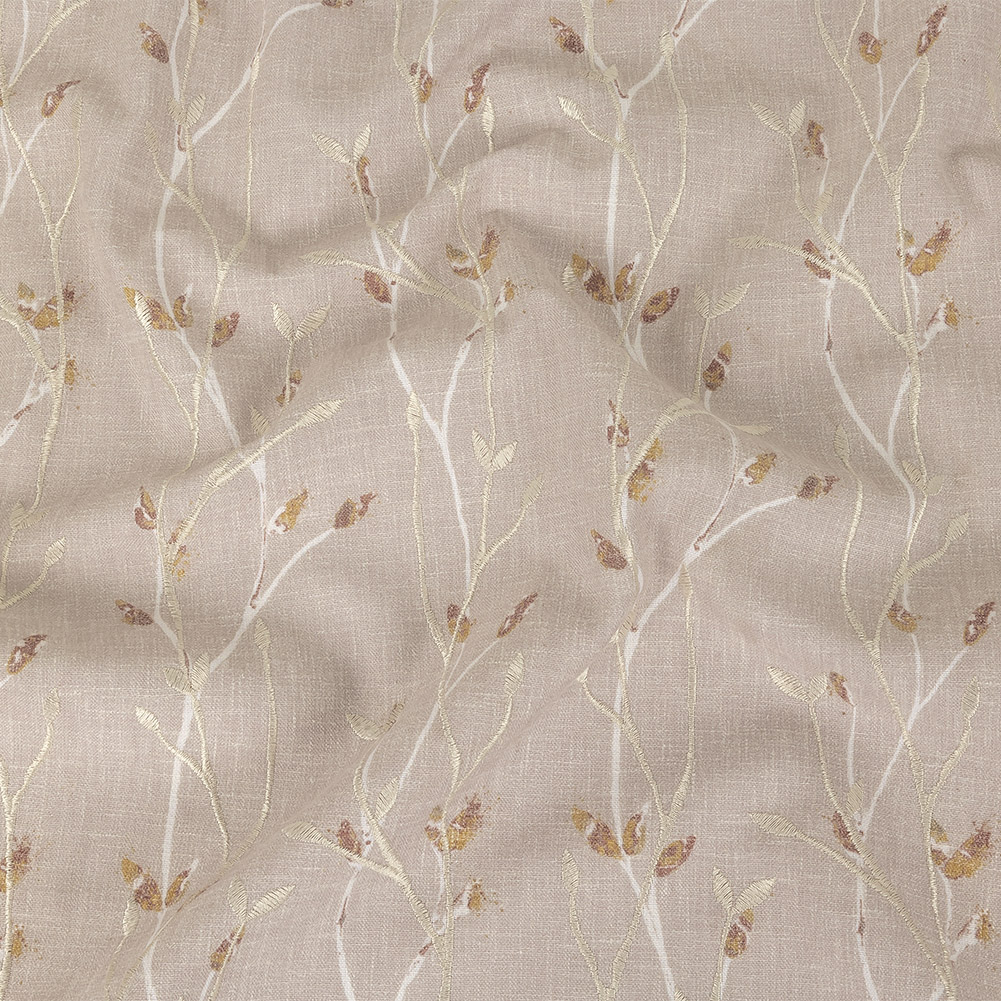 Printed and Embroidered Drapery Woven – Dusky Pink Branches – British Imported Printed and Embroidered Drapery Woven – Dusky Pink Branches – British Imported