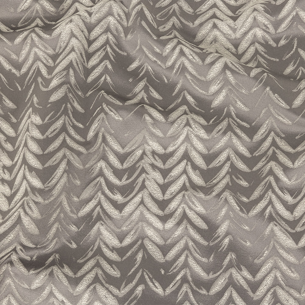 Satin-Faced Drapery Jacquard – Slate Chevron Leaves – British Imported Satin-Faced Drapery Jacquard – Slate Chevron Leaves – British Imported
