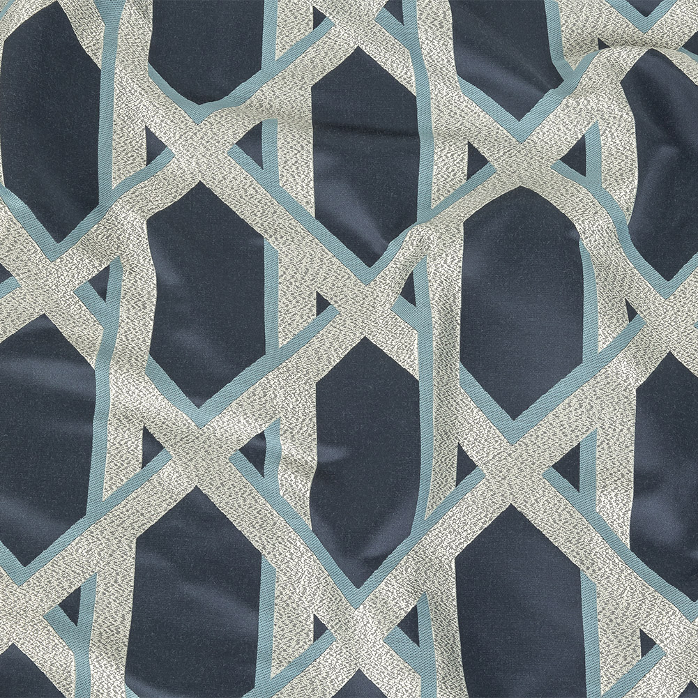 Drapery Jacquard – Ink Geometric Lattice – British Imported Drapery Jacquard – Ink Geometric Lattice – British Imported