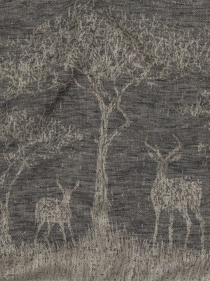 Drapery Jacquard Panel – Charcoal Antelope in the Wild – British Imported Drapery Jacquard Panel – Charcoal Antelope in the Wild – British Imported