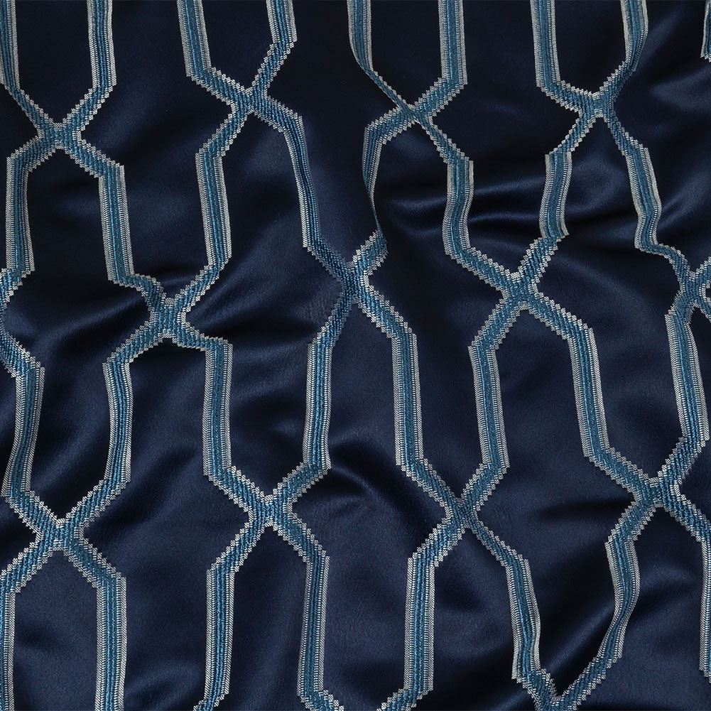 British Imported Ink Satin-Faced Geometric Drapery Jacquard British Imported Ink Satin-Faced Geometric Drapery Jacquard