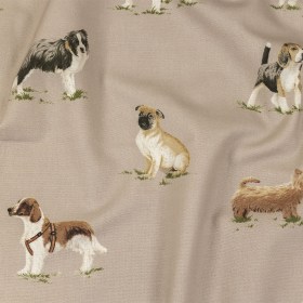 Cotton Canvas Print – Caramel Puppy Parade – British Imported Cotton Canvas Print – Caramel Puppy Parade – British Imported