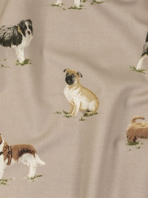 Cotton Canvas Print – Caramel Puppy Parade – British Imported Cotton Canvas Print – Caramel Puppy Parade – British Imported